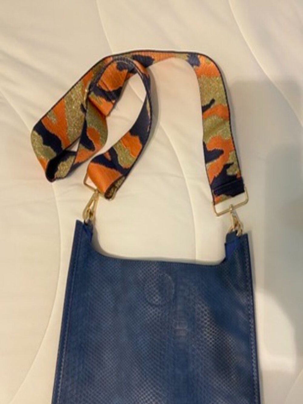 Ah-dorned Blue Large Faux Snakeskin Crossbody Bag